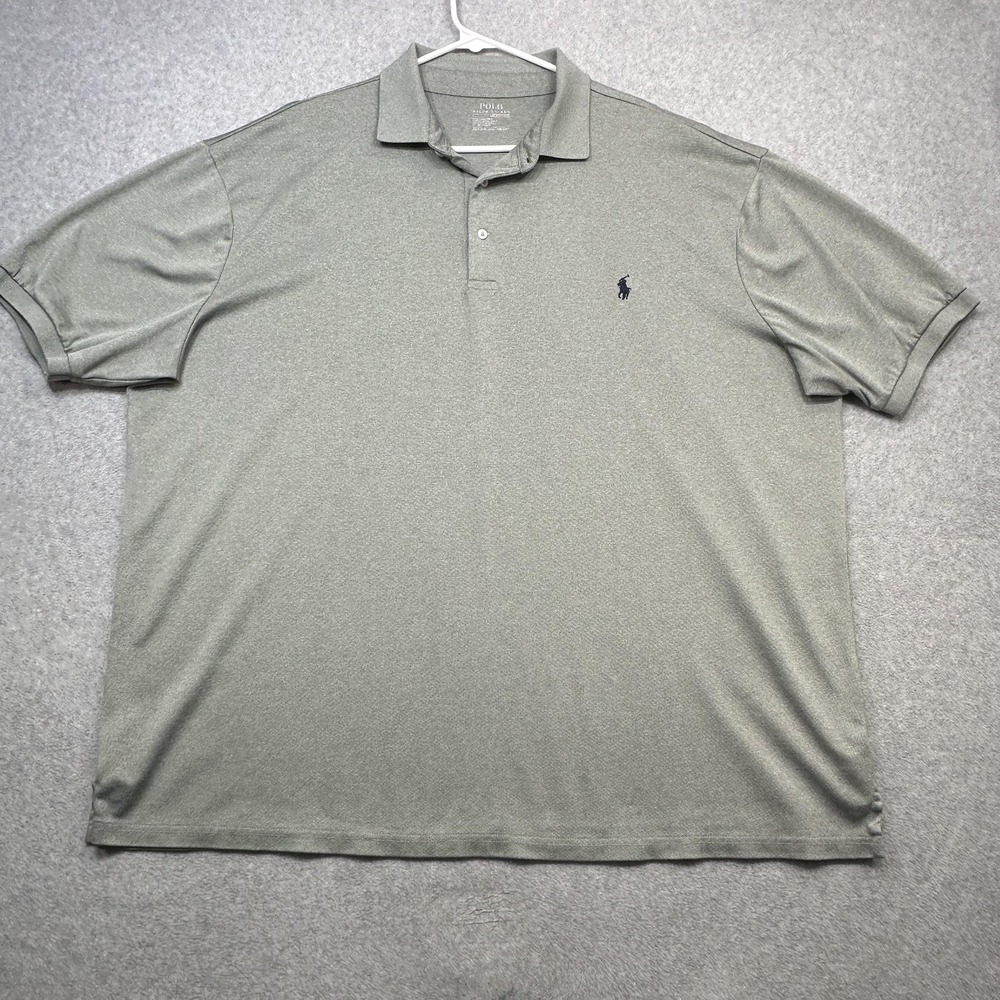 Ralph Lauren Performance Polo Shirt Mens 2XLT Gray Golf Stretch Tech